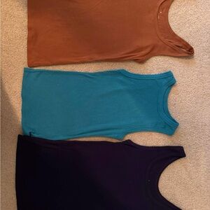Women's Sleeveless Tops - Brown, Teal, and Dark Blue